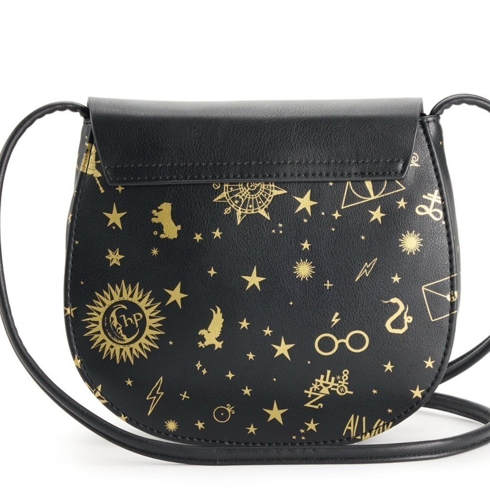 Harry potter Black and Gold Saddle Crossbody Bag with Emblem - Picture 4 of 8